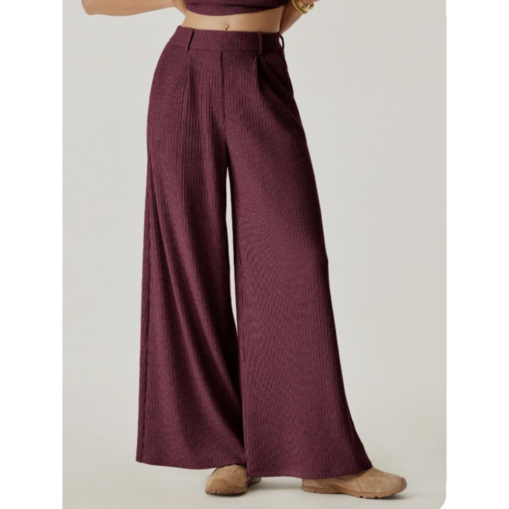 OGL Women's High Rise Plicated Textured Wide Leg Pant Trousers Black XS New - Picture 9 of 9